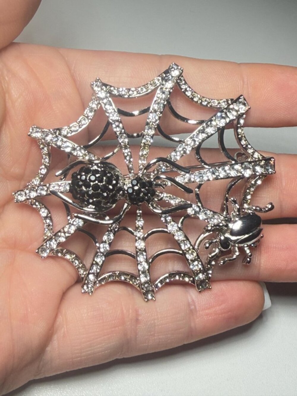 Spider Web Rhinestone Brooch Pin Spider & Insect Halloween | 2.5 Inches